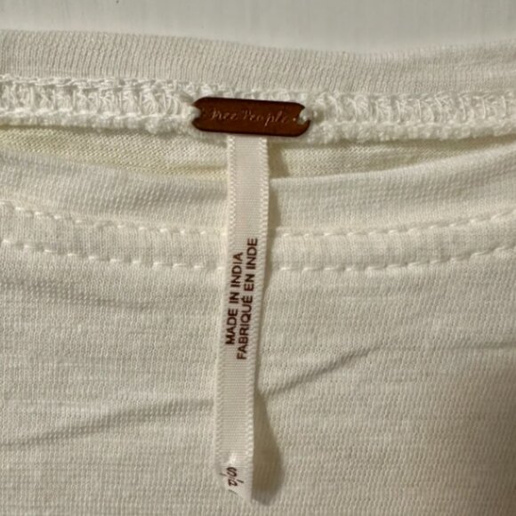 Free People Billie Jean Twofer Top Long Sleeve Tee Lace Sleeves Cream Ivory SM - Picture 6 of 13